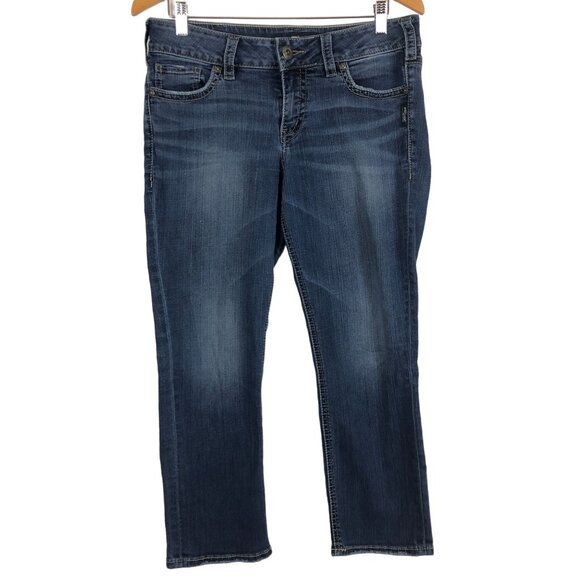 Silver Jeans Co. Elyse Capri W30/L22.5 Mid-Rise Slim Fit Distressed Blue Jeans - Picture 1 of 12